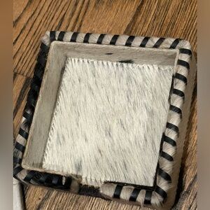 Cowhide Square Drink Coasters Leather Set